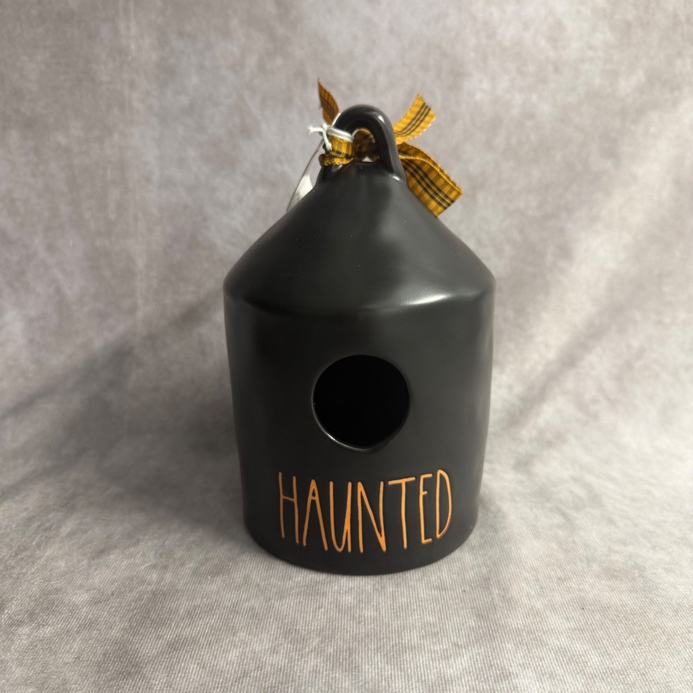Rae Dunn Birdhouse Matte Black Haunted Halloween Ceramic Decorative Hanging